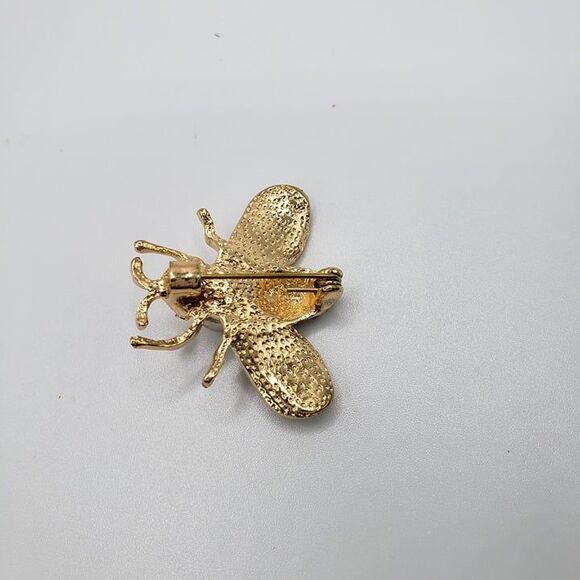 Cute Silver and Black Rhinestone Honey Bee Brooch 1" Lapel Pin Bag Beekeeper - Picture 3 of 6